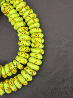 Refractured Krobo Rondelle Recycled Glass Beads | Lime Green Ghana Glass Beads | Authentic African Designer Jewelry Supplies