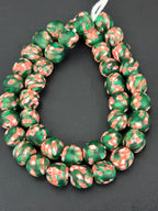Authentic Fused Krobo Recycled Glass Beads 12–14mm | Green African Glass Beads | Handmade in Ghana