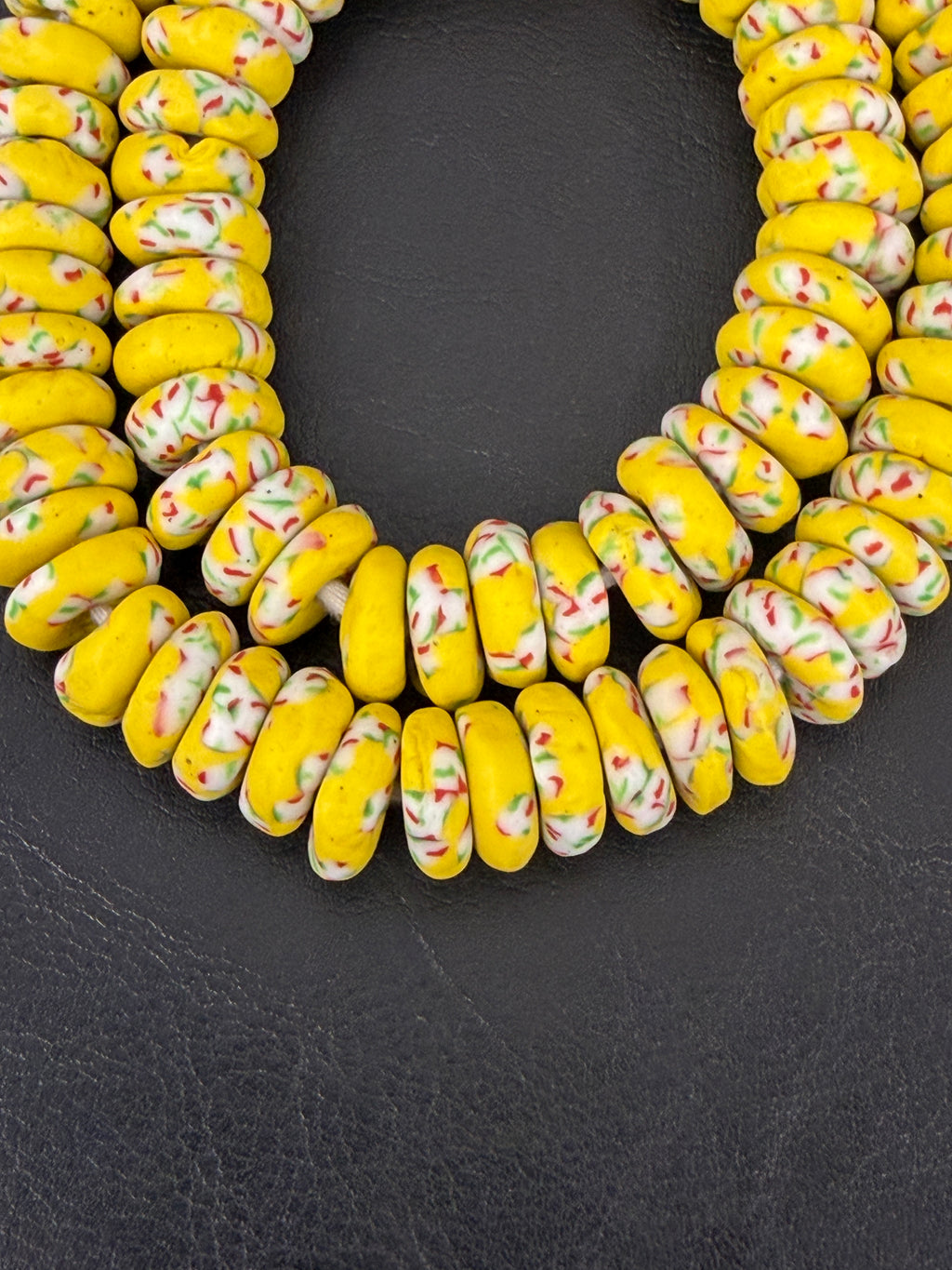 Sunlit Confetti Fused Krobo Rondelle Recycled Glass Beads | Handmade African Glass Beads | Aadampo African Beads