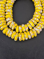 Sunlit Confetti Fused Krobo Rondelle Recycled Glass Beads | Handmade African Glass Beads | Aadampo African Beads