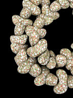 XL Canoe-Shaped Krobo Powdered Glass Beads – White, Green & Coral Patterned African Recycled Glass Beads | Handmade Ghana Glass Beads | Statement Jewelry Beads Strand