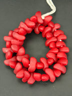 XL Ruby Red Canoe-Shaped Krobo Powdered Glass Beads | Large Hole Recycled Glass Beads | Handmade African Beads from Ghana