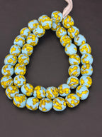 Skyfire Fused Krobo Recycled Glass Beads 12–14mm | Handmade African Glass Beads from Ghana | 44 Beads Per Strand