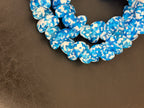 XL Ocean Mosaic Canoe-Shaped Krobo Powdered Glass Beads | Blue & White Recycled Glass Beads | Handmade African Beads from Ghana