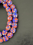 Authentic Fused Krobo Recycled Glass Beads 12–14mm | Red Blue African Glass Beads | Handmade in Ghana