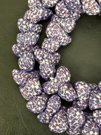 XL Patriotic Mosaic Canoe-Shaped Krobo Powdered Glass Beads – Red White Blue Patterned African Recycled Glass Beads | Handmade Ghana Glass Beads | Statement Jewelry Beads Strand