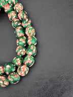 Authentic Fused Krobo Recycled Glass Beads 12–14mm | Green African Glass Beads | Handmade in Ghana