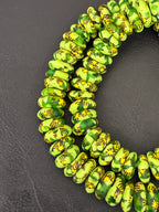 Fused Krobo Rondelle Recycled Glass Beads | Lime Green Ghana Glass Beads | Authentic African Designer Jewelry Supplies
