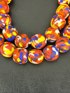 Authentic Fused Krobo Recycled Glass Beads 12–14mm | Multicolor African Glass Beads | Handmade in Ghana