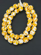 Authentic Fused Krobo Recycled Glass Beads 12–14mm | Ivory Yellow African Beads | Handmade in Ghana
