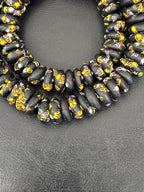 Midnight Heritage Fused Krobo Rondelle Recycled Glass Beads | Handmade Ghana African Glass Beads | 95–99 Beads per Strand