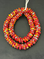 Yellow Organic Rondelle handcrafted Ghanaian recycled glass beads