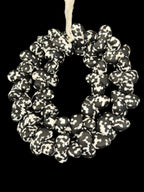 XL Black & White Canoe-Shaped Krobo Powdered Glass Beads – African Recycled Glass Statement Beads | Handmade Ghana Glass Beads | Designer Jewelry Making Strand