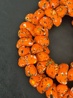 XL Tangerine Orange Confetti Canoe-Shaped Krobo Powdered Glass Beads | Handmade Recycled Glass Beads from Ghana | Large Hole African Designer Beads