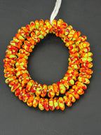 Sunset Orange Organic Rondelle handcrafted Ghanaian recycled glass beads