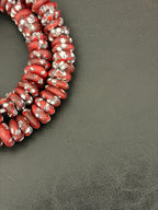Authentic Garnet Red Fused Krobo Rondelle Beads | Handmade Recycled Glass Beads | Ghana