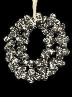 XL Black & White Canoe-Shaped Krobo Powdered Glass Beads – African Recycled Glass Statement Beads | Handmade Ghana Glass Beads | Designer Jewelry Making Strand