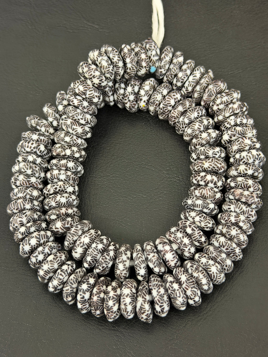 Authentic Black & White Fused Krobo Rondelle Glass Beads | Graphic Artisan Collection from Ghana