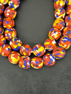 Authentic Fused Krobo Recycled Glass Beads 12–14mm | Multicolor African Glass Beads | Handmade in Ghana