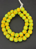 Authentic Fused Krobo Recycled Glass Beads 12–14mm | Green African Glass Beads | Handmade in Ghana
