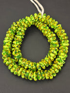 Fused Krobo Rondelle Recycled Glass Beads | Lime Green Ghana Glass Beads | Authentic African Designer Jewelry Supplies