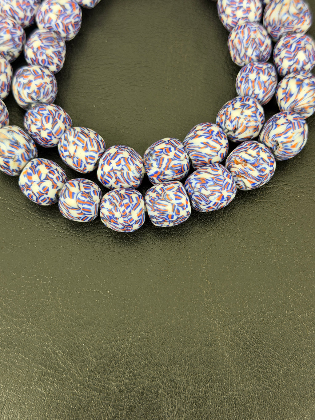Authentic Mosaic Fused Krobo Recycled Glass Beads | Handmade Ghana African Glass Beads | 12–14mm
