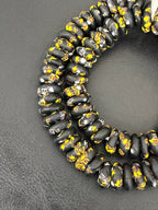 Midnight Heritage Fused Krobo Rondelle Recycled Glass Beads | Handmade Ghana African Glass Beads | 95–99 Beads per Strand