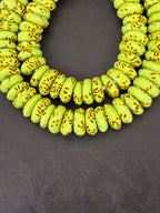 Refractured Krobo Rondelle Recycled Glass Beads | Lime Green Ghana Glass Beads | Authentic African Designer Jewelry Supplies