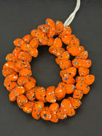 XL Tangerine Orange Confetti Canoe-Shaped Krobo Powdered Glass Beads | Handmade Recycled Glass Beads from Ghana | Large Hole African Designer Beads