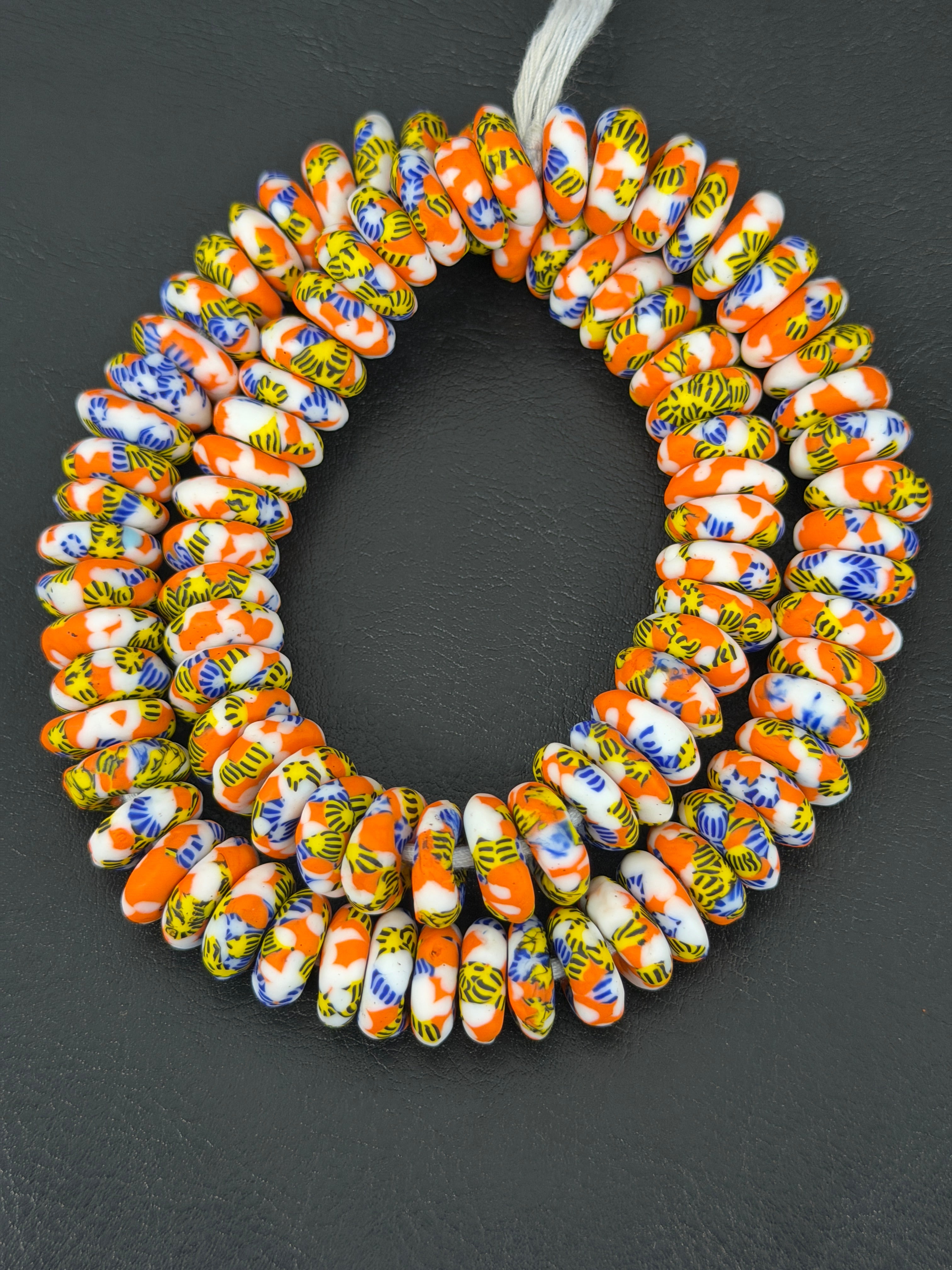 Festival Mosaic Fused Krobo Rondelle Beads | Handmade Recycled Glass Beads from Ghana | 95–99 Beads