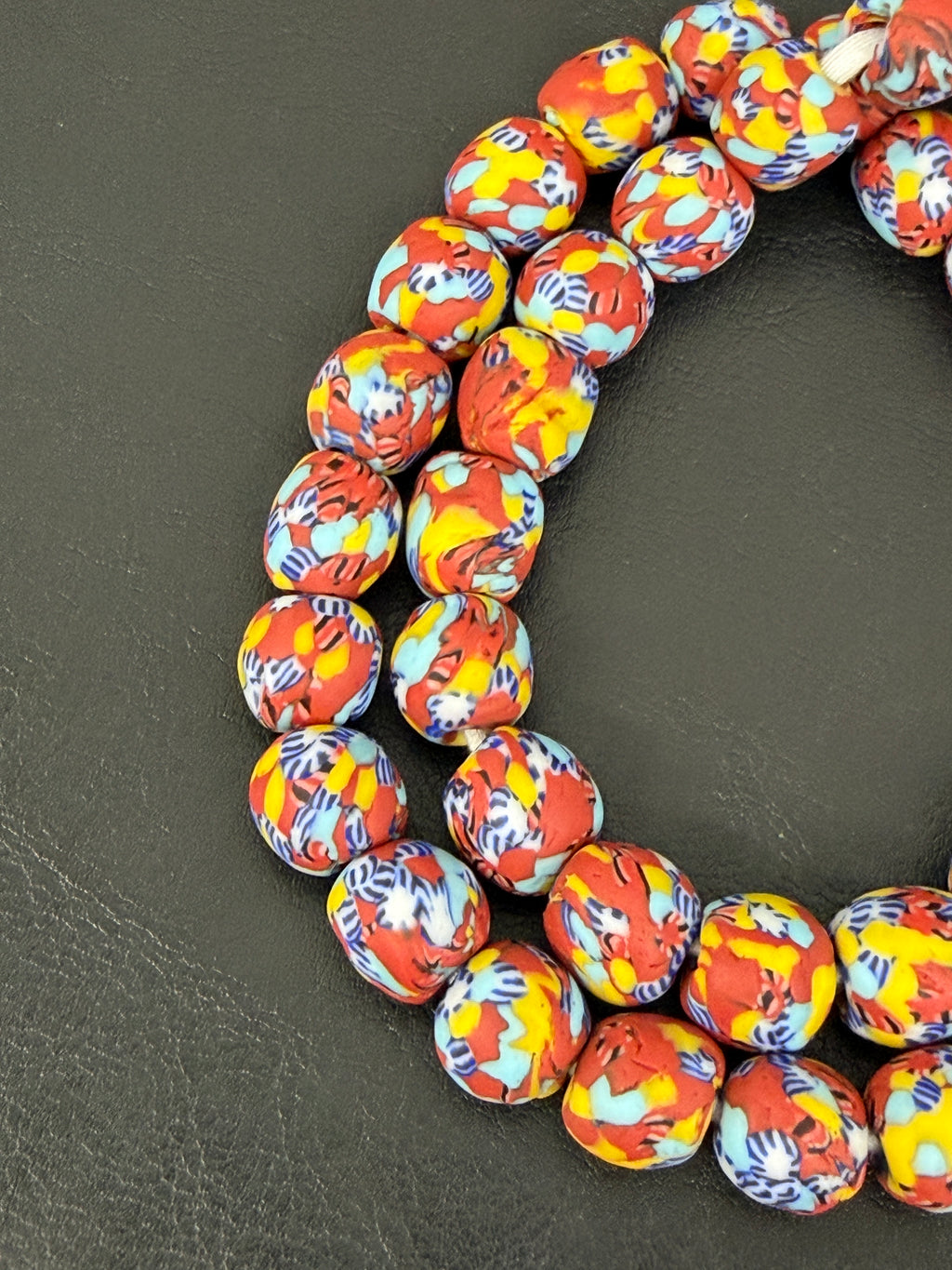Fused Krobo Recycled Glass Beads 12–14mm | Handmade African Glass Beads from Ghana | Sustainable Designer Jewelry Beads