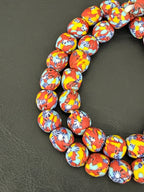 Fused Krobo Recycled Glass Beads 12–14mm | Handmade African Glass Beads from Ghana | Sustainable Designer Jewelry Beads