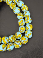 Skyfire Fused Krobo Recycled Glass Beads 12–14mm | Handmade African Glass Beads from Ghana | 44 Beads Per Strand