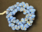 XL Sky Blue Confetti Canoe-Shaped Krobo Powdered Glass Beads | Handmade Recycled Glass Beads from Ghana | Large Hole African Statement Beads