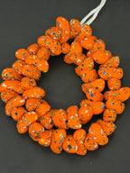 XL Tangerine Orange Confetti Canoe-Shaped Krobo Powdered Glass Beads | Handmade Recycled Glass Beads from Ghana | Large Hole African Designer Beads