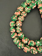 Authentic Fused Krobo Recycled Glass Beads 12–14mm | Green African Glass Beads | Handmade in Ghana