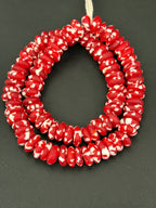 Authentic Ghana Fused Krobo Rondelle Beads – Crimson Red & Ivory Recycled Glass Beads