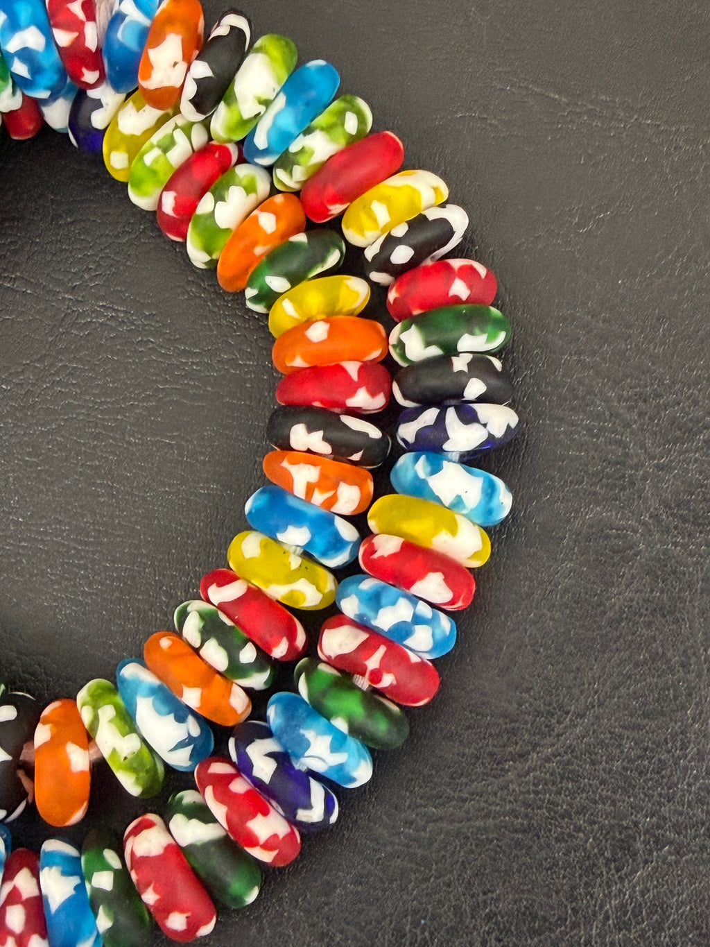 Authentic Multicolor Fused Krobo Rondelle Glass Beads | Handcrafted Ghana Designer Collection