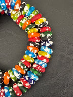 Authentic Multicolor Fused Krobo Rondelle Glass Beads | Handcrafted Ghana Designer Collection