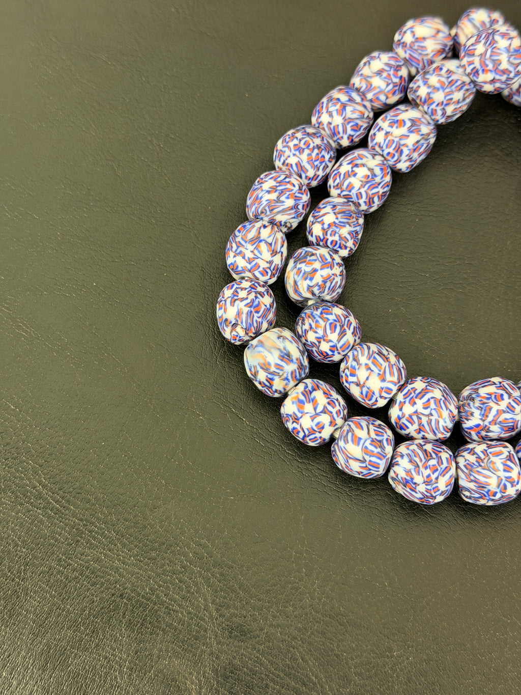Authentic Mosaic Fused Krobo Recycled Glass Beads | Handmade Ghana African Glass Beads | 12–14mm