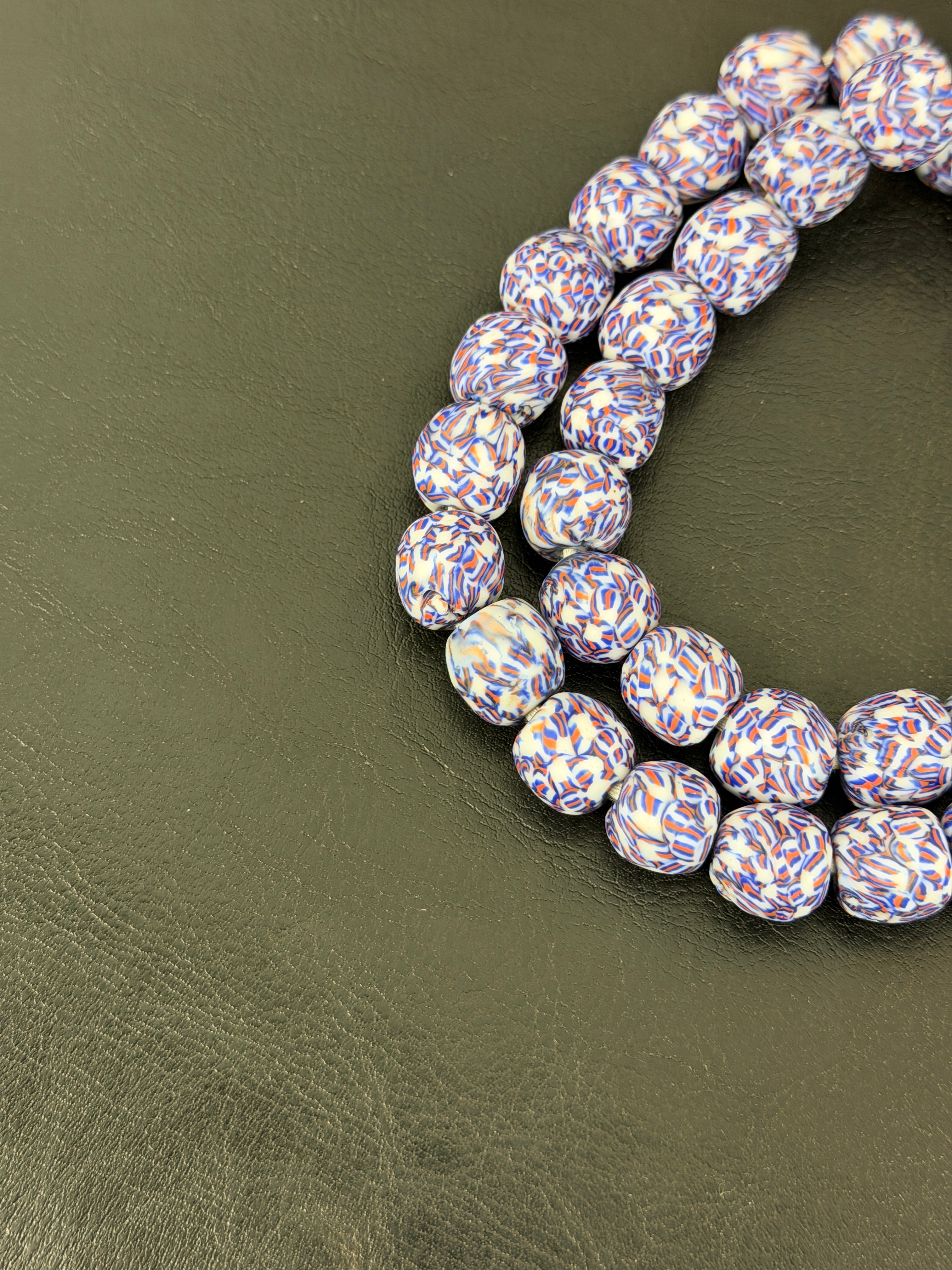 Authentic Mosaic Fused Krobo Recycled Glass Beads | Handmade Ghana African Glass Beads | 12–14mm
