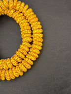 Fused Krobo Rondelle Recycled Glass Beads | Golden Yellow Ghana Glass Beads | Authentic African Jewelry Supplies