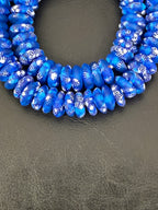 Blue & White African Glass Bead Bundle: Hand-Painted Krobo Rondelle and White Pocket Beads from Ghana