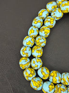 Skyfire Fused Krobo Recycled Glass Beads 12–14mm | Handmade African Glass Beads from Ghana | 44 Beads Per Strand