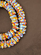 Authentic Ghana Fused Krobo Rondelle Beads – Powder Blue, Golden Yellow & Terracotta Recycled Glass Beads