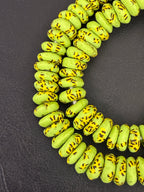 Refractured Krobo Rondelle Recycled Glass Beads | Lime Green Ghana Glass Beads | Authentic African Designer Jewelry Supplies