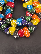 XL Multicolor Canoe-Shaped Krobo Powdered Glass Beads – Rainbow Mosaic African Recycled Glass Beads | Handmade Ghana Glass Beads | Statement Jewelry Beads Strand