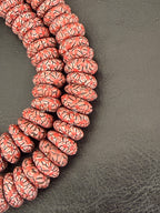Handcrafted Coral & Black African Saucer Glass Beads from Ghana | Sustainable African Glass Beads