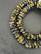 Midnight Heritage Fused Krobo Rondelle Recycled Glass Beads | Handmade Ghana African Glass Beads | 95–99 Beads per Strand