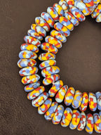 Authentic Ghana Fused Krobo Rondelle Beads – Powder Blue, Golden Yellow & Terracotta Recycled Glass Beads